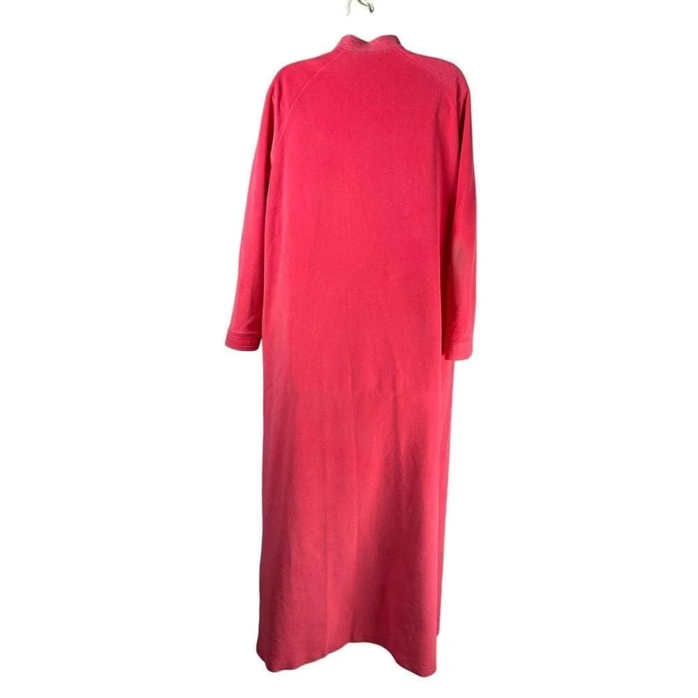 Vanity Fair Vintage 70's Pink Dacron Polyester‎ Fleece Robe Nightgown Medium